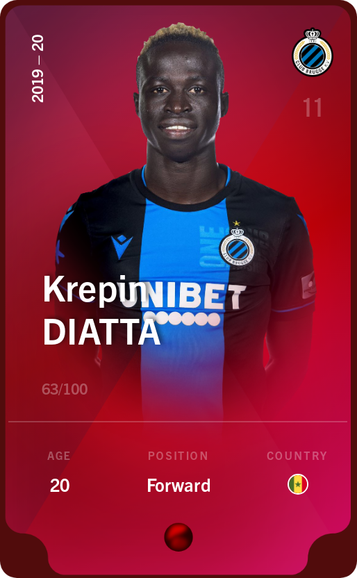 Sorare - Sorare Official - Krepin Diatta 2019-20 • Rare 63/100 - NFT # 48696450593003520595363518655422041585627678672123860508833541694038088556889