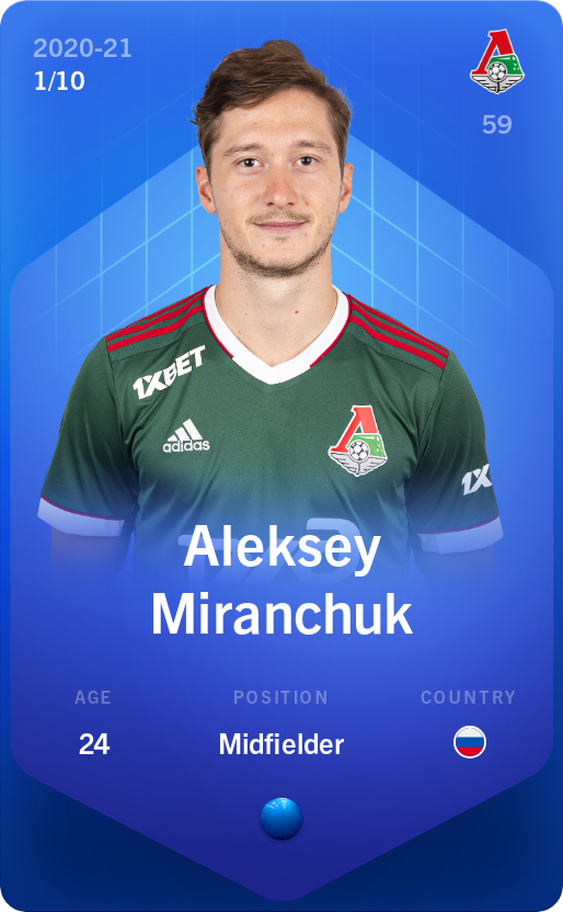 Sorare - Sorare Official - Aleksey Miranchuk 2020-21 • Super Rare 1/10 - NFT # 39641393013690931987414603815554062554221948765262579649587793026239745865652