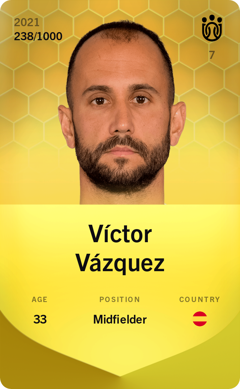 Sorare - Sorare Official - Víctor Vázquez 2021-22 • Limited 238/1000 - NFT # 18734989377272524208379995971928112945792597435488427060074013751685349796052