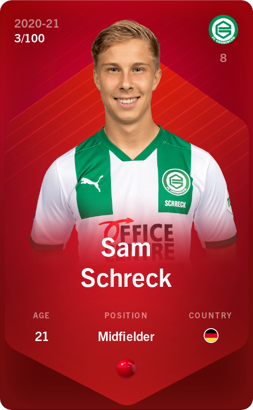 Sorare - Sorare Official - Sam Schreck 2020-21 • Rare 3/100 - NFT # 44296567983772625009086934784989486830951283960067041431807680114973191749841