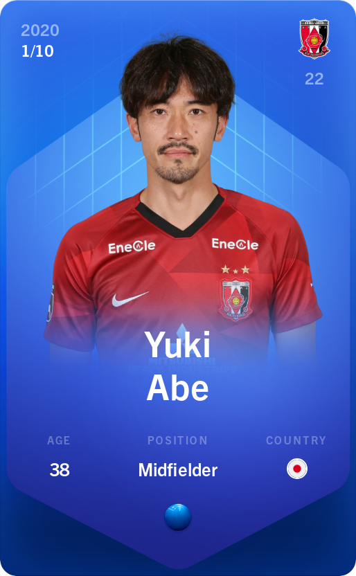 Sorare - Sorare Official - Yuki Abe 2020-21 • Super Rare 1/10 - NFT # 55673105814107398004429737715340768025849787807819981790574418584508455360196