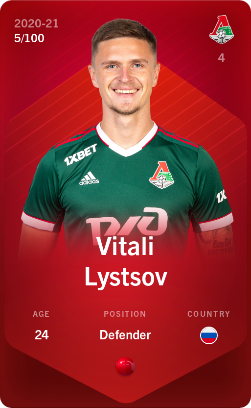 Sorare - Sorare Official - Vitali Lystsov 2020-21 • Rare 5/100 - NFT # 72174427019883015866965930027765421531847055129572015674992846201229569878439