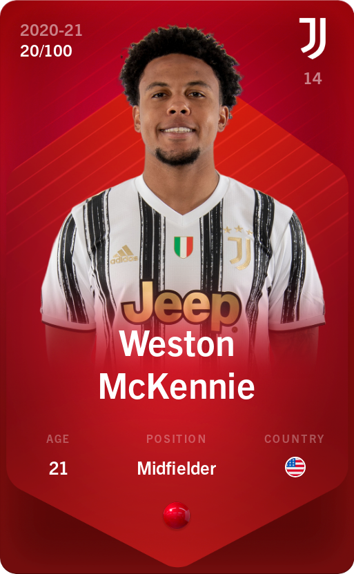 Sorare - Sorare Official - Weston McKennie 2020-21 • Rare 20/100 - NFT # 82666561317755229612642337365425818364668138654004613256537602855133973254849