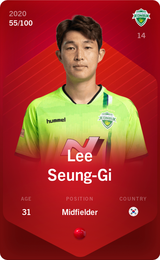 Sorare - Sorare Official - Lee Seung-Gi 2020-21 • Rare 55/100 - NFT # 37162551394318512000649282692972941023710335282751736619750570261319304890482