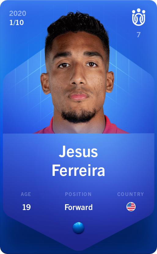 Sorare - Sorare Official - Jesus Ferreira 2020-21 • Super Rare 1/10 - NFT # 65486942465528779154588752716023411812890687516547537367428673697802354305654