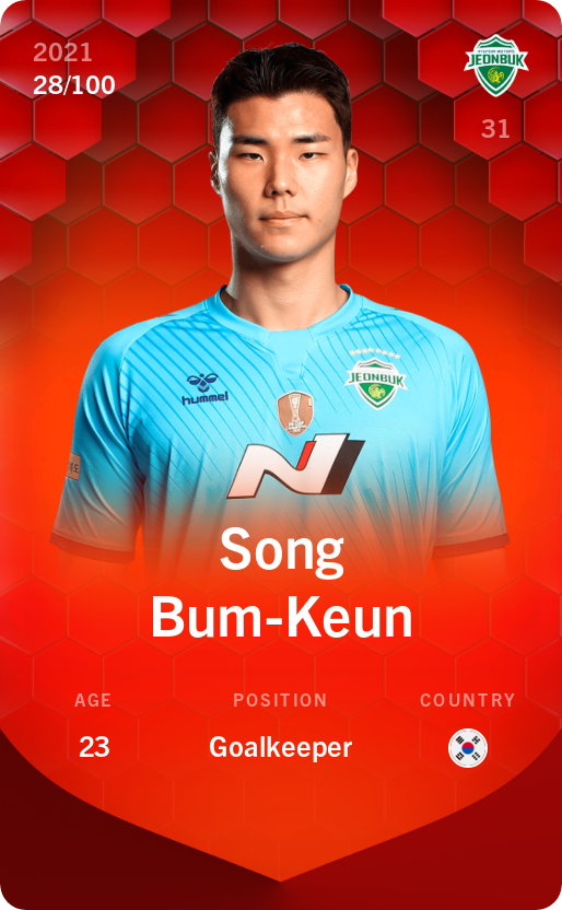 Sorare - Sorare Official - Song Bum-Keun 2021-22 • Rare 28/100 - NFT # 76077729302073080578568943164641935964048164486934510987506666925852102659787