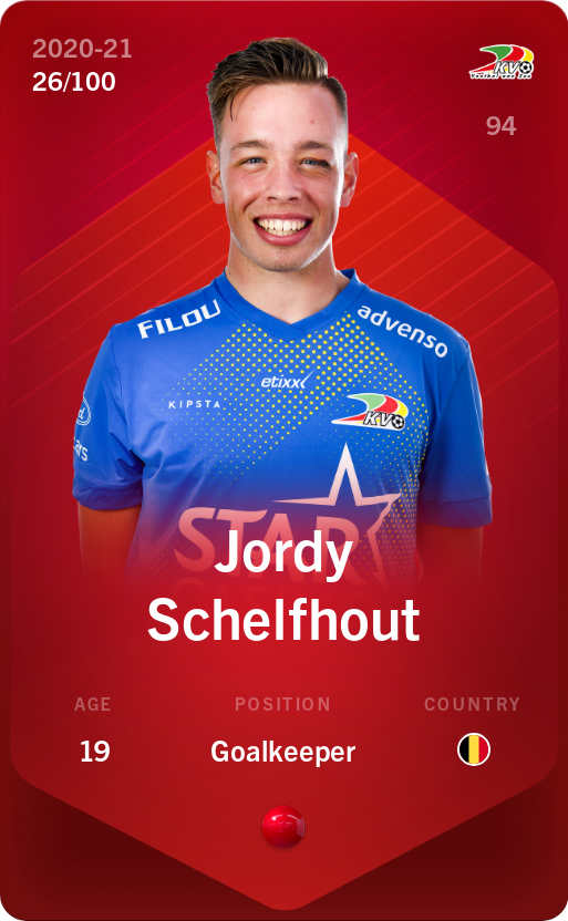 Sorare - Sorare Official - Jordy Schelfhout 2020-21 • Rare 26/100 - NFT # 25233895320160525195547295721558681703304133177367713707927720954413384411247
