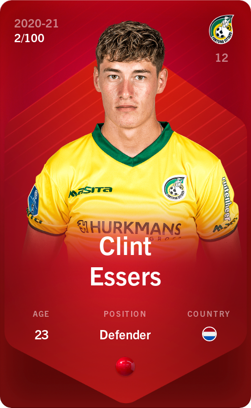 Sorare - Sorare Official - Clint Essers 2020-21 • Rare 2/100 - NFT # 26728827762347050165910173265706808889630190534618365704297507514142359721663