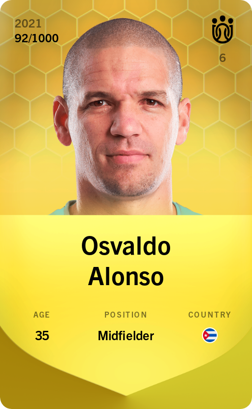 Sorare - Sorare Official - Osvaldo Alonso 2021-22 • Limited 92/1000 - NFT # 46947546334869754455871250655817131166172657718021553601992362956918628310463