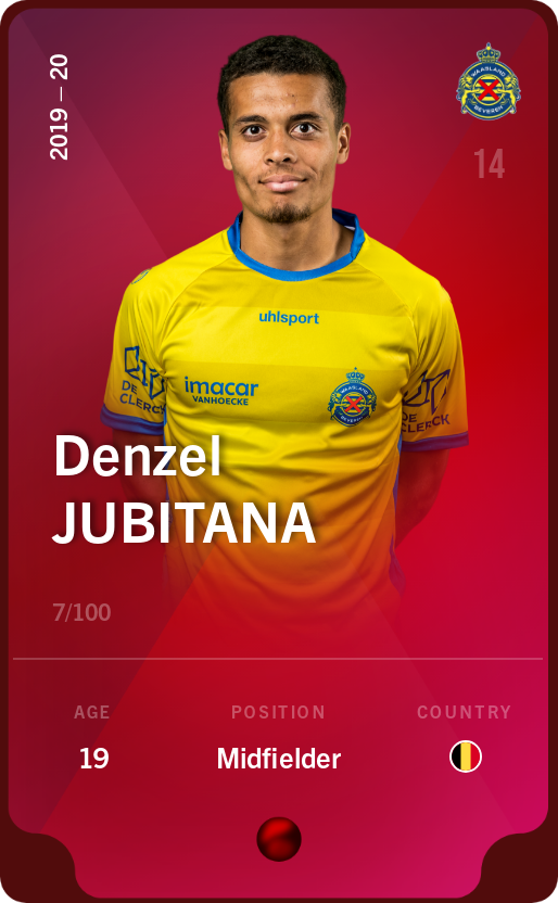 Sorare - Sorare Official - Denzel Jubitana 2019-20 • Rare 7/100 - NFT # 106551002359802668837466192511992513197447984253955747455790653446467456681608