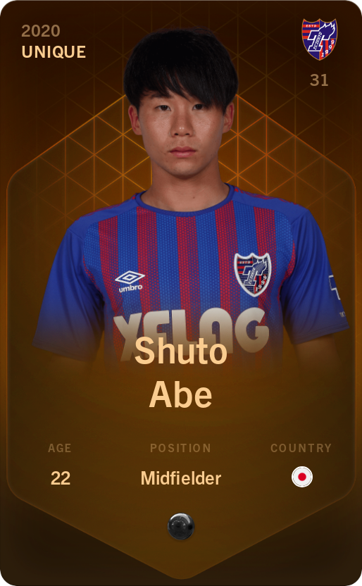 Sorare - Sorare Official - Shuto Abe 2020-21 • Unique - NFT # 81911075168959264579982106281263159909187057334480482775663248755489409595102