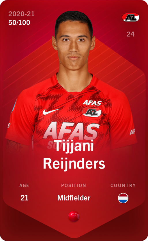 Sorare - Sorare Official - Tijjani Reijnders 2020-21 • Rare 50/100 - NFT # 10937337683980564809449876377659514671129323278294294279690172072105238212199