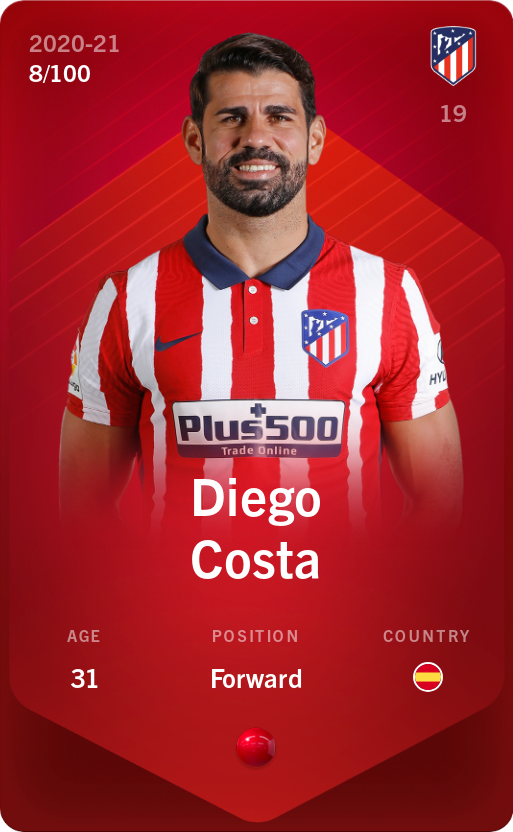 Sorare - Sorare Official - Diego Costa 2020-21 • Rare 8/100 - NFT # 104160415057459512334371898199981581060050985854699701165206055670228585696826
