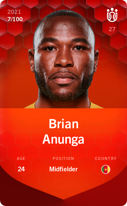 Sorare - Sorare Official - Brian Anunga 2021-22 • Rare 7/100 - NFT # 5322766927957410232013601373980258821250942242408262009673201658911249276923