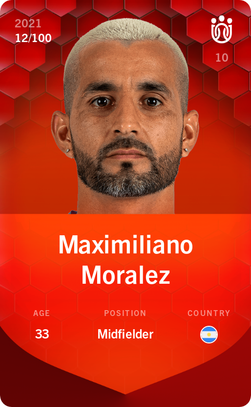 Sorare - Sorare Official - Maximiliano Moralez 2021-22 • Rare 12/100 - NFT # 67519036475134152556870919557611003788495454635650444560513640665111118725004