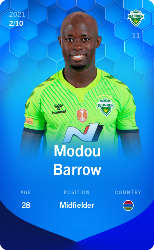 Sorare - Sorare Official - Modou Barrow 2021-22 • Super Rare 2/10 - NFT # 25479753582216427090409070317904179033709221683009779197802517454438422652099