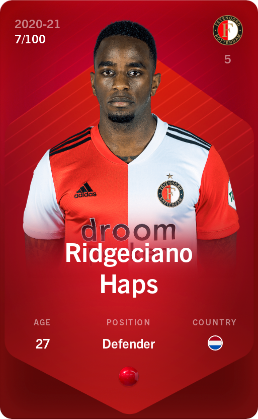 Sorare - Sorare Official - Ridgeciano Haps 2020-21 • Rare 7/100 - NFT # 89505369305922376673546288591232737269224291925684728093076243953339297294283