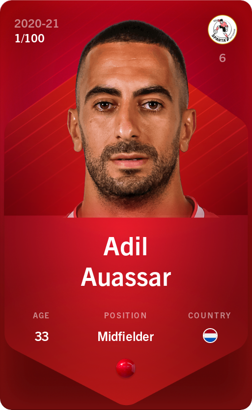 Sorare - Sorare Official - Adil Auassar 2020-21 • Rare 1/100 - NFT # 90258792790487016040947598545090090248114894943876982372170940086459108514845