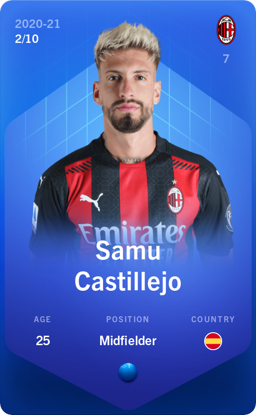Sorare - Sorare Official - Samu Castillejo 2020-21 • Super Rare 2/10 - NFT # 101941781141745505902004207589015795897789525167193511732998657579259552857727