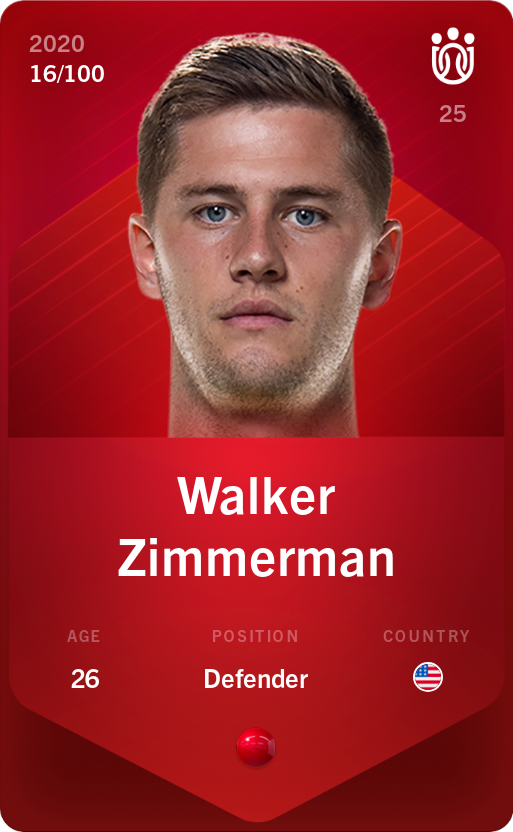 Sorare - Sorare Official - Walker Zimmerman 2020-21 • Rare 16/100 - NFT # 46100513081620578812870643246409622006295683034920286981017760260056407090604