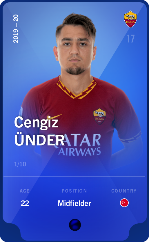 Sorare - Sorare Official - Cengiz Ünder 2019-20 • Super Rare 1/10 - NFT # 40617978504291497203494091679387732414812920534781271813138063104102776005532