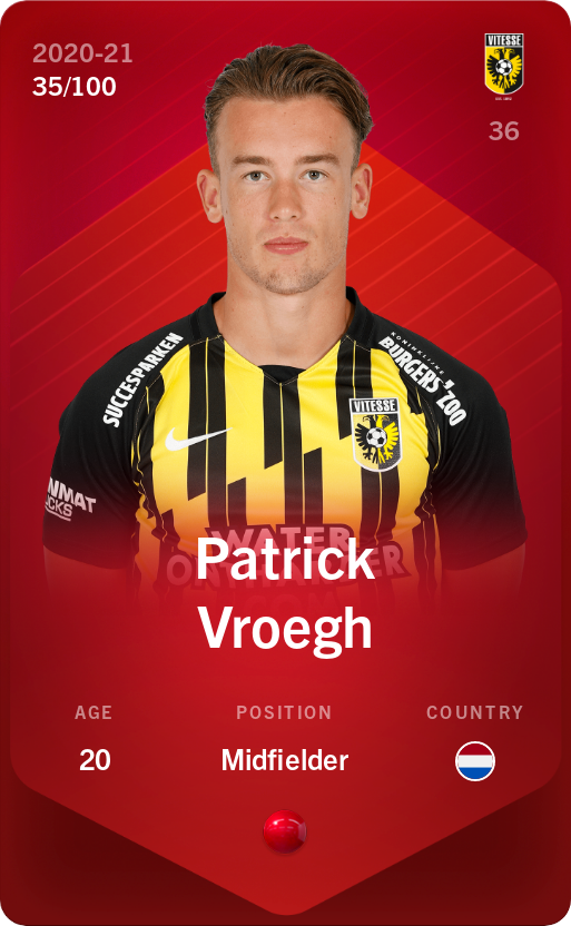 Sorare - Sorare Official - Patrick Vroegh 2020-21 • Rare 35/100 - NFT # 19184493894587984807776686785060967995567808684723519120451819160942792668140