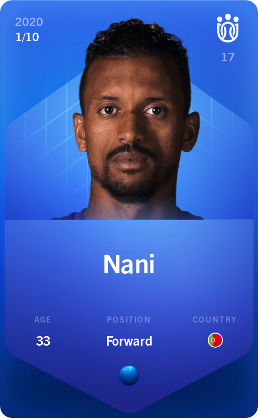 Sorare - Sorare Official - Nani 2020-21 • Super Rare 1/10 - NFT # 115135250878776461129653841318745050027642699147621661096103163515070576619790