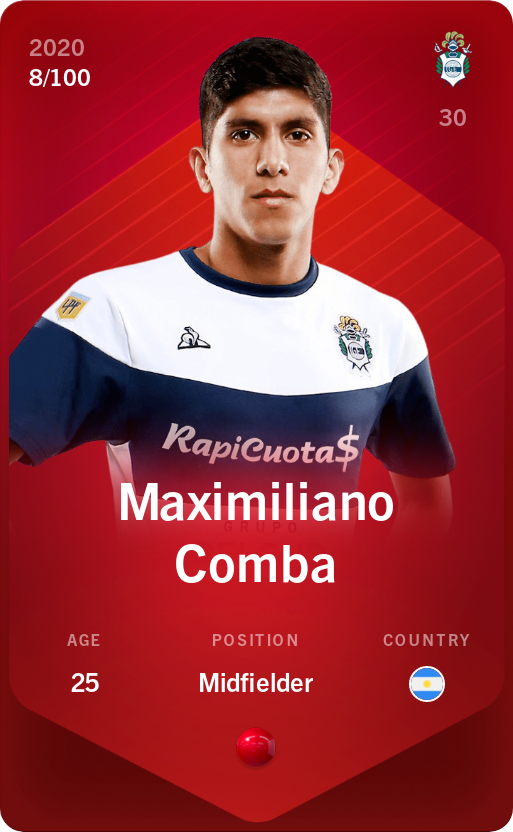 Sorare - Sorare Official - Maximiliano Comba 2020-21 • Rare 8/100 - NFT # 78082651592584180664586098924898833696123774297543791708016042459838150423820