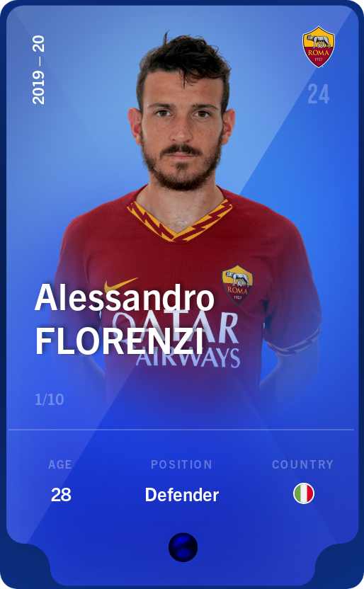 Sorare - Sorare Official - Alessandro Florenzi 2019-20 • Super Rare 1/10 - NFT # 100249058928161419700172377898757176960832511580826046872942768952311430926240