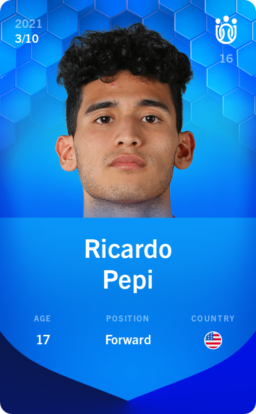Sorare - Sorare Official - Ricardo Pepi 2021-22 • Super Rare 3/10 - NFT # 76353441401964455845611647117772790650707786352667407847459108664530922639766