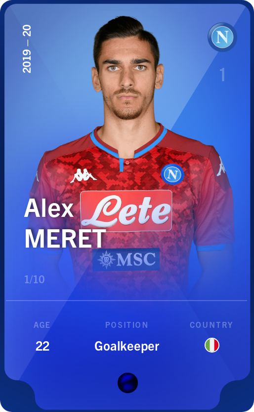 Sorare - Sorare Official - Alex Meret 2019-20 • Super Rare 1/10 - NFT # 7098133545545280452514293249424670744527304334784777492417502488328111545691