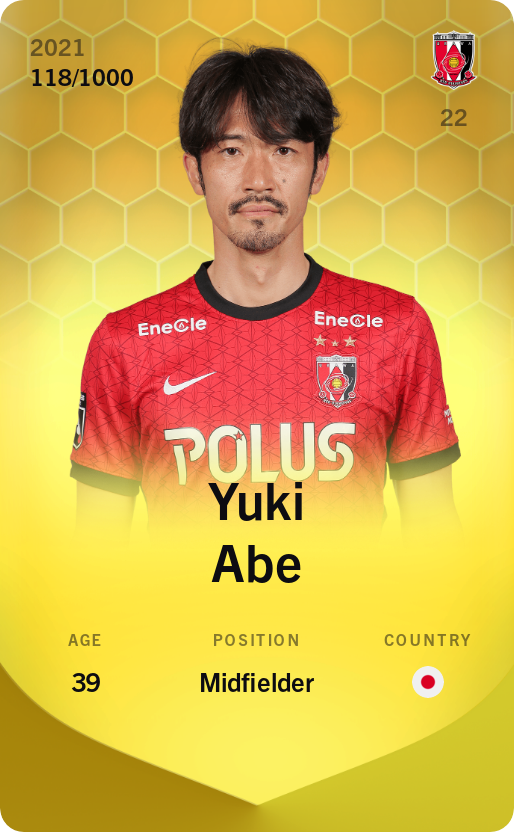 Sorare - Sorare Official - Yuki Abe 2021-22 • Limited 118/1000 - NFT # 65703659002698690518479005305115468600909094133096778372882390385909771379316