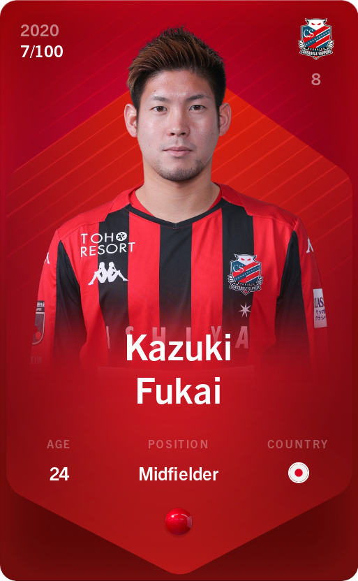 Sorare - Sorare Official - Kazuki Fukai 2020-21 • Rare 7/100 - NFT # 101832548307833387508058391075373803021961833914954854467723399606458060156618