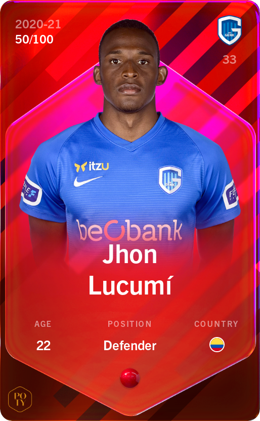 Sorare - Sorare Official - Jhon Lucumí 2020-21 • Rare 50/100 - NFT # 103590988775069629531277241533430823928387894096164012965816798975778240657815