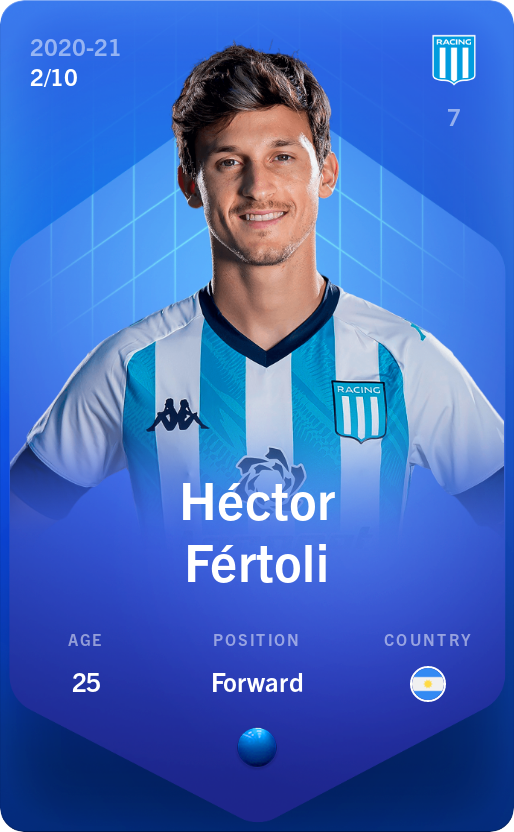 Sorare - Sorare Official - Héctor Fértoli 2020-21 • Super Rare 2/10 - NFT # 23065093926983453707834057551918974650857741956263709268412788859300265695198