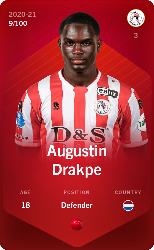 Sorare - Sorare Official - Augustin Drakpe 2020-21 • Rare 9/100 - NFT # 32890613211521221840970909845452841864696964102643305274689957726086533469484