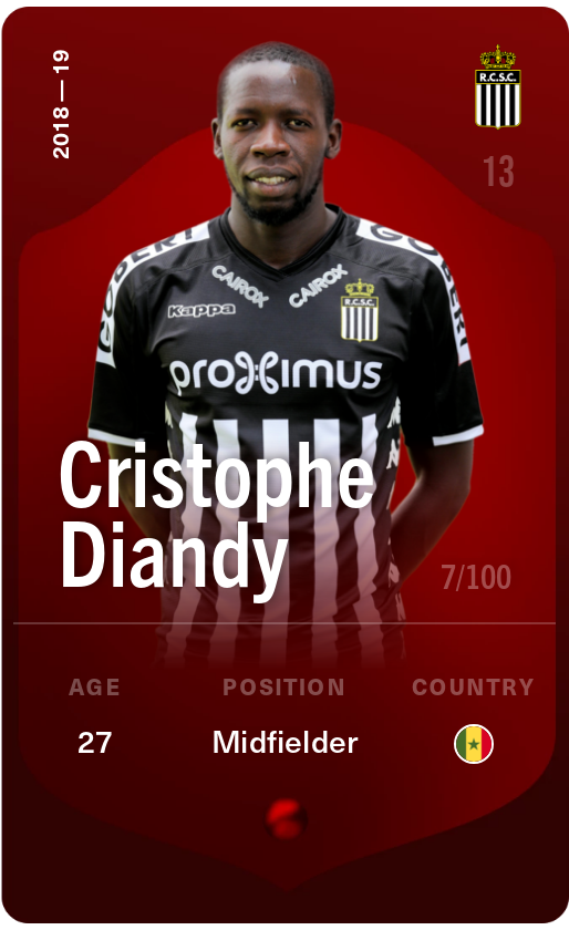 Sorare - Sorare Official - Cristophe Diandy 2018-19 • Rare 7/100 - NFT # 90951196106659437286105664601059912853513114673608217829983886185572509050970