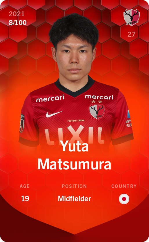 Sorare - Sorare Official - Yuta Matsumura 2021-22 • Rare 8/100 - NFT # 92920369935170714312975093657242714124536758543389241024657518404928957356878