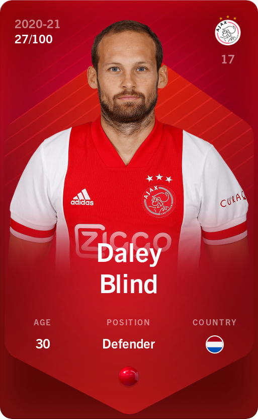 Sorare - Sorare Official - Daley Blind 2020-21 • Rare 27/100 - NFT # 9725503352572337416354855219944075081493294861135733117962323892112281571431