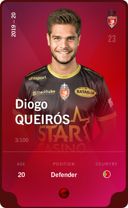 Sorare - Sorare Official - Diogo Queirós 2019-20 • Rare 3/100 - NFT # 69494548369325853796506045596598107801915090792244484229254286109338578495110