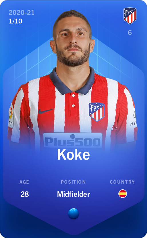 Sorare - Sorare Official - Koke 2020-21 • Super Rare 1/10 - NFT # 35978582852027510441795410996394128838753394069270573410794291826031305560800