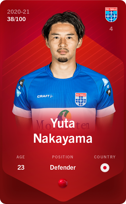 Sorare - Sorare Official - Yuta Nakayama 2020-21 • Rare 38/100 - NFT # 24951741647255889483694576113949316676592978950113891623731030625609479107144