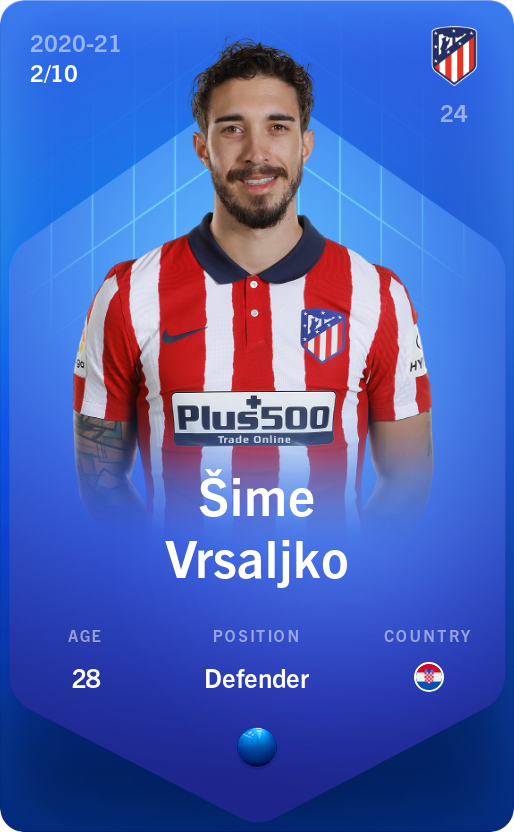 Sorare - Sorare Official - Šime Vrsaljko 2020-21 • Super Rare 2/10 - NFT # 8090863503382706697576171503641593851987041220212854310101840886602793773753