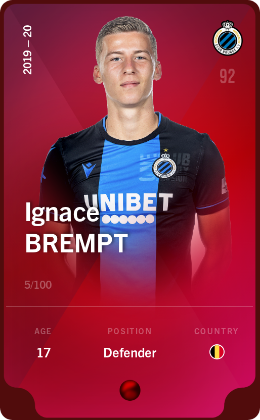 Sorare - Sorare Official - Ignace Brempt 2019-20 • Rare 5/100 - NFT # 80475995431672109854347444578515152685643838568736790103782765109519268637177