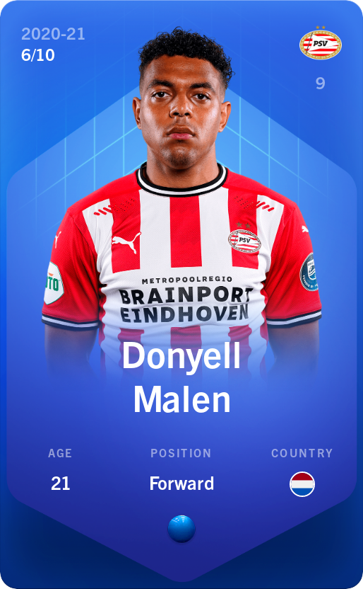 Sorare - Sorare Official - Donyell Malen 2020-21 • Super Rare 6/10 - NFT # 101209525132892701901569070254867887448213618303861163373993453367486785384572