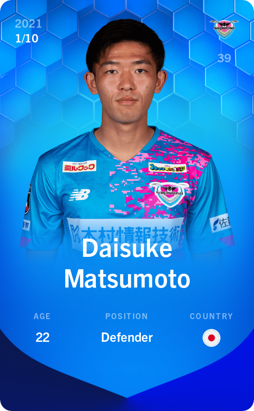 Sorare - Sorare Official - Daisuke Matsumoto 2021-22 • Super Rare 1/10 - NFT # 85951311792777379658580844802875601768781409286083368260068073360240033815257