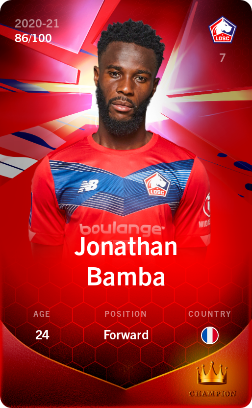 Sorare - Sorare Official - Jonathan Bamba 2020-21 • Rare 86/100 - NFT # 12707235703211539726135107540592164895409575289097100351769981063229724048522