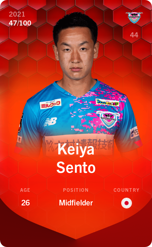 Sorare - Sorare Official - Keiya Sento 2021-22 • Rare 47/100 - NFT # 81089709492109657971207409286598270374730382675766011659166684683927212431951