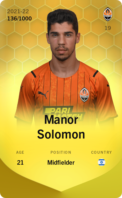 Sorare - Sorare Official - Manor Solomon 2021-22 • Limited 136/1000 - NFT # 71399943000016577849542568150324326991454148280025758334039737727022575631388
