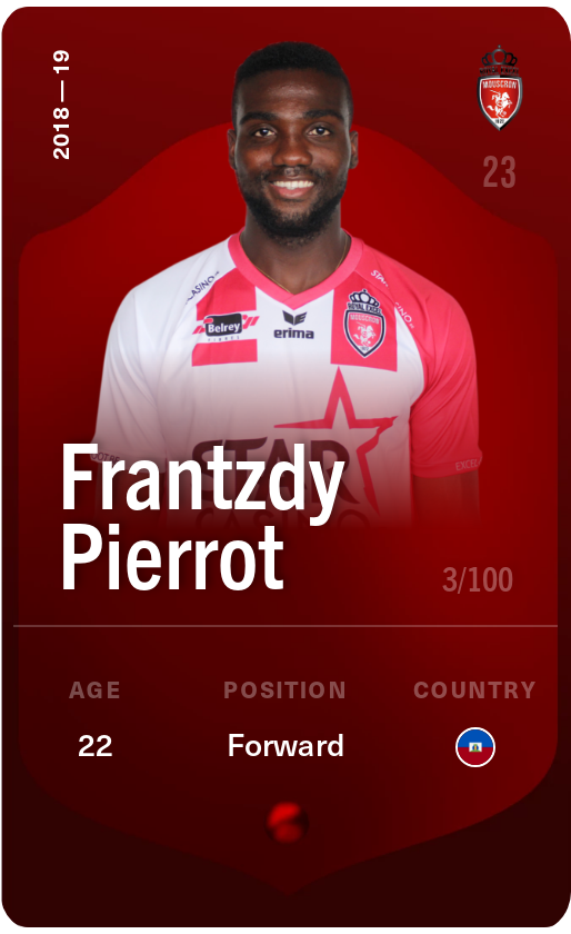Sorare - Sorare Official - Frantzdy Pierrot 2018-19 • Rare 3/100 - NFT # 104092509353100108817487795791309719174208135231315042284442315459555498560972